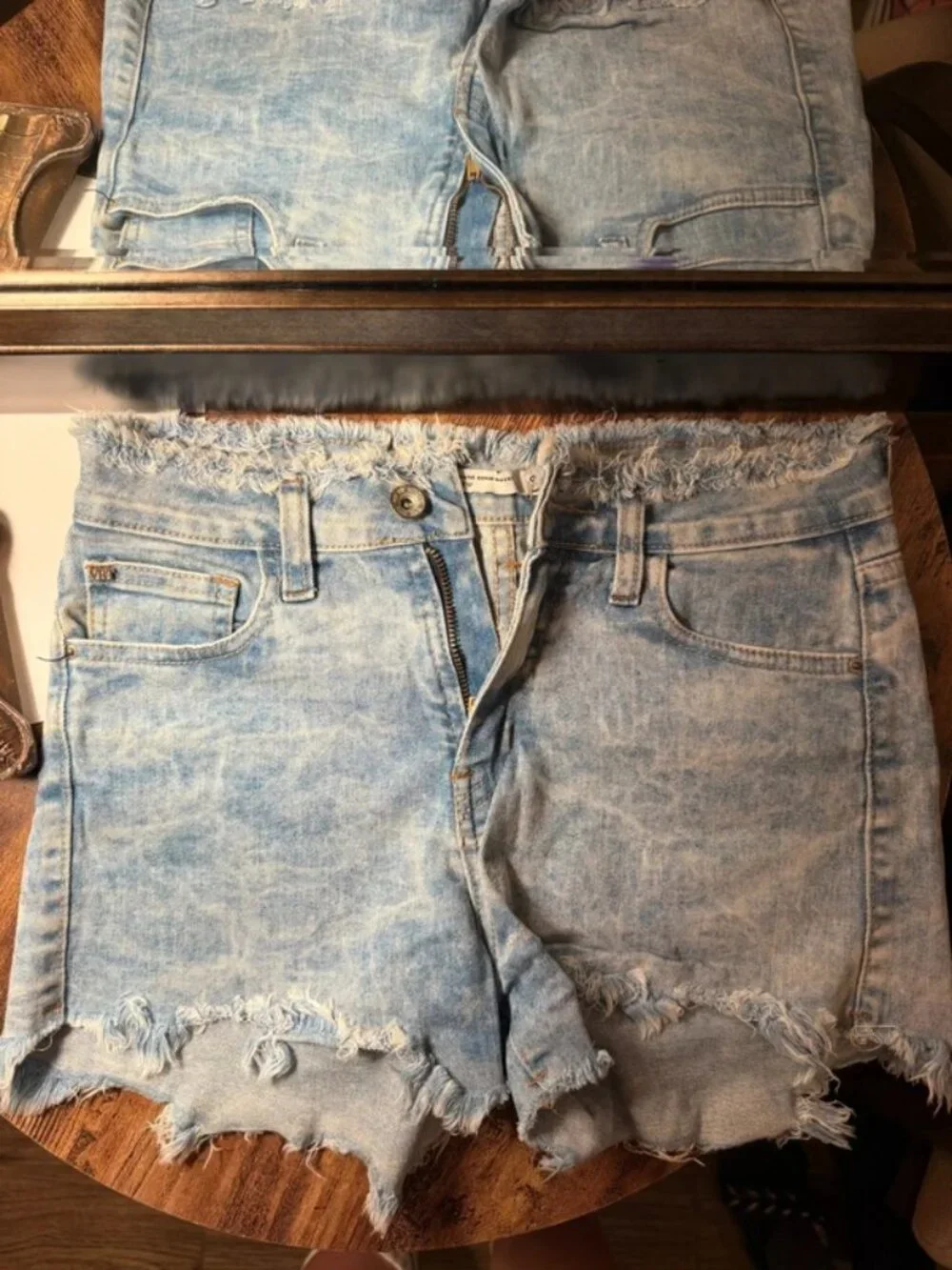 Authentic Denim Makers Vertu Distressed Light Blue Jean Shorts